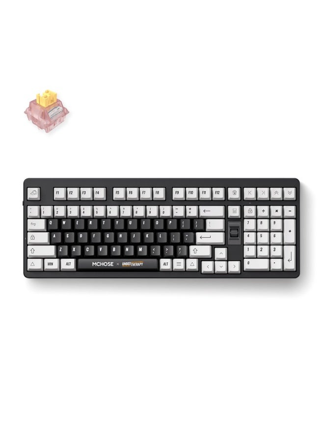MCHOSE x Unbox Therapy UT98 98% Wireless Mechanical Keyboard – Silent Peach V3 Switch, Gasket Mount, Triple-Mode (Bluetooth 5.0 / 2.4 GHz / USB-C), 10,000 mAh Battery, RGB Backlight, Volume Dial, Multi-OS, Classic Therapy | HW-UT98-2 - Image 1
